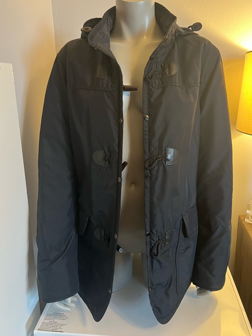 🔥 Massimo Dutti Black Hooded Duffle Coat Jacket Size L
